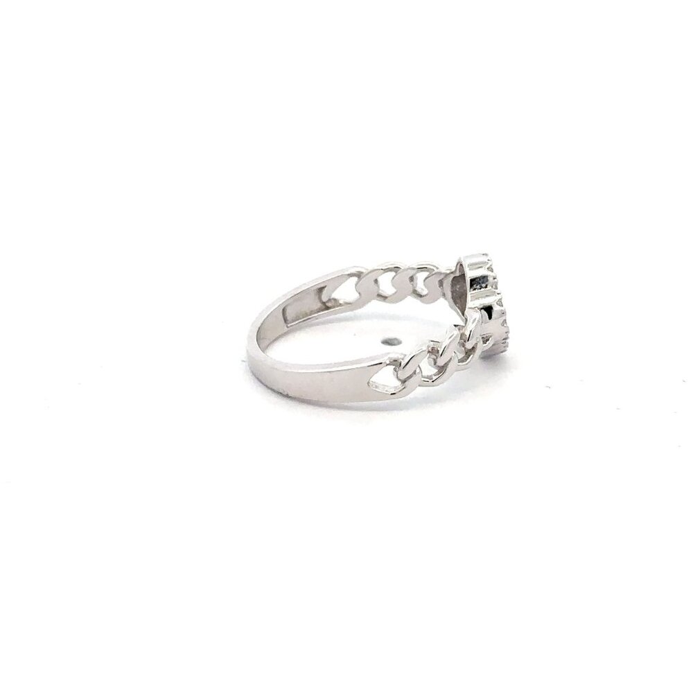 925 Sterling Silver Ring Flower Infinity Clear CZ Stones Size 5 - Picture 5 of 6